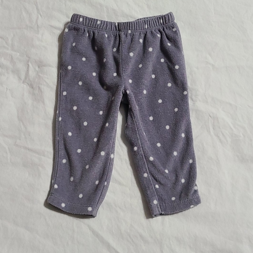 Carter's gray fleece polka dot pants, 6 mos